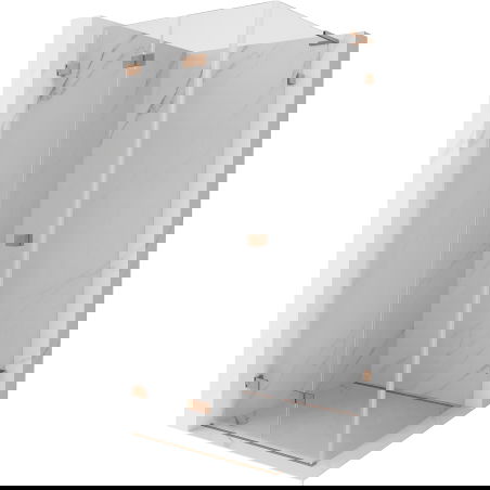 Mexen Lunar-F L skladacia sprchová kabína ľavá 100 x 100 cm, transparentná, brúsená meď - 836L-100-100-65-00-L