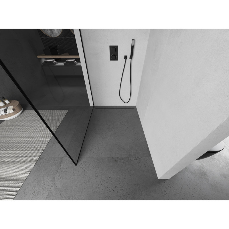 Mexen Kioto sprchová stena Walk-in 100 x 200 cm, čierny rám 8 mm, čierna - 800-100-101-70-70