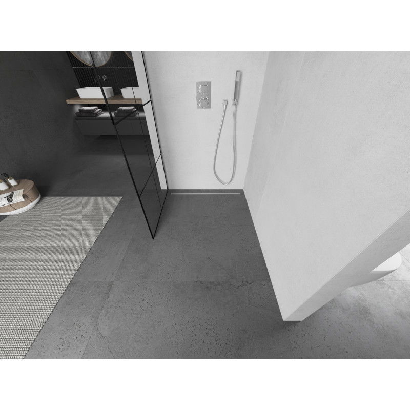 Mexen Kioto sprchová stena Walk-in 80 x 200 cm, čierna mriežka 8 mm, chróm - 800-080-101-01-77