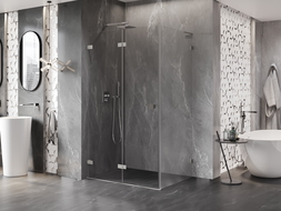 Mexen Lunar-F L skladacia sprchová kabína ľavá 85 x 70 cm, transparentná, brúsený nikel - 836L-085-070-97-00-L