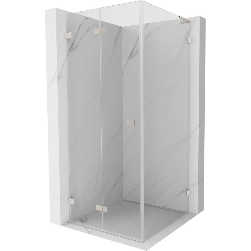 Mexen Lunar-F L skladací sprchový kút ľavý 90 x 90 cm, transparentný, brúsený nikel - 836L-090-090-97-00-L
