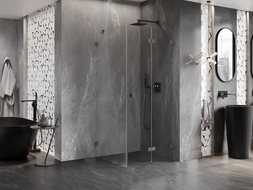 Mexen Lunar-F sprchový kút skladací pravý 90 x 90 cm, transparentný, gun gray brúsený - 836-090-090-66-00-P