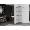 Mexen Kioto sprchová stena Walk-in 90 x 200 cm, čierna mriežka 8 mm, ružové zlato - 800-090-101-60-77