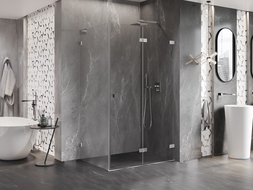 Mexen Lunar-F L sprchovací kút skladací pravý 90 x 80 cm, transparentný, chróm - 836L-090-080-01-00-P