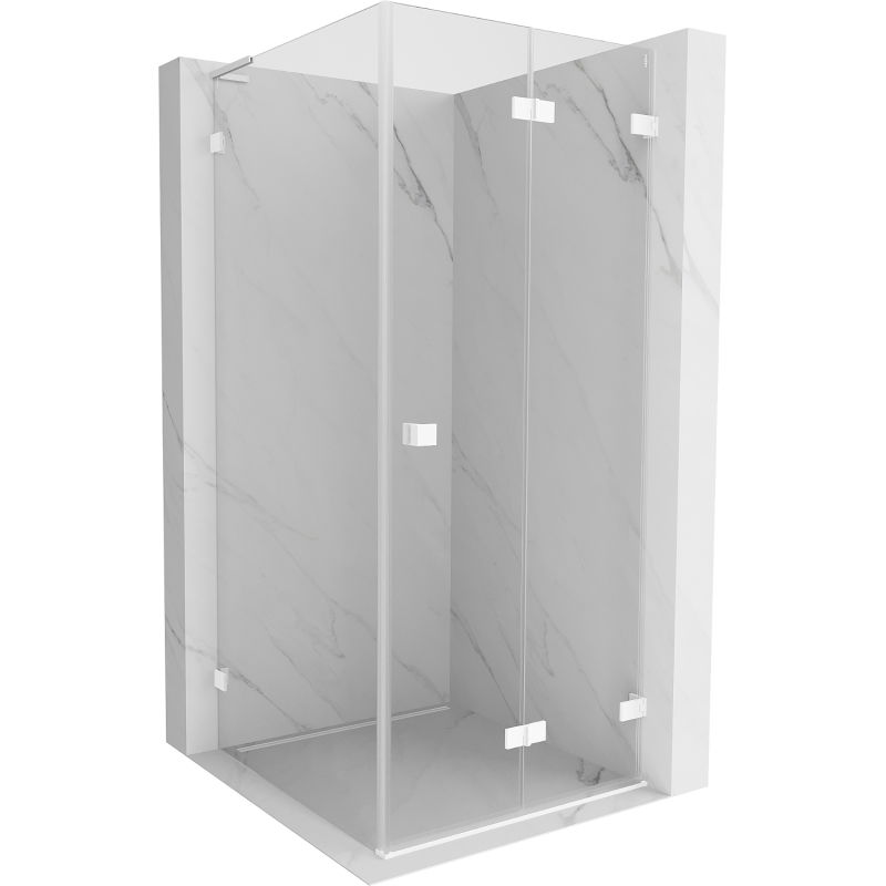 Mexen Lunar-F L skladacie sprchovací dvere pravé 70 x 70 cm, transparentné, biele - 836L-070-070-20-00-P