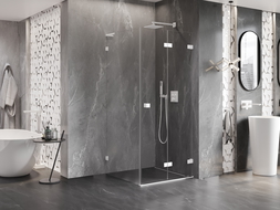 Mexen Lunar-F L skladacie sprchovací dvere pravé 70 x 70 cm, transparentné, biele - 836L-070-070-20-00-P