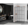 Mexen Kioto sprchová stena Walk-in 140 x 200 cm, čierna mriežka 8 mm, ružové zlato - 800-140-101-60-77