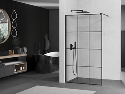 Mexen Kioto sprchová stena Walk-in 120 x 200 cm, čierna mriežka 8 mm, čierna - 800-120-101-70-77