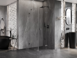 Mexen Lunar-F skladací sprchový kút pravý 90 x 90 cm, transparentný, gun metal - 836-090-090-95-00-P