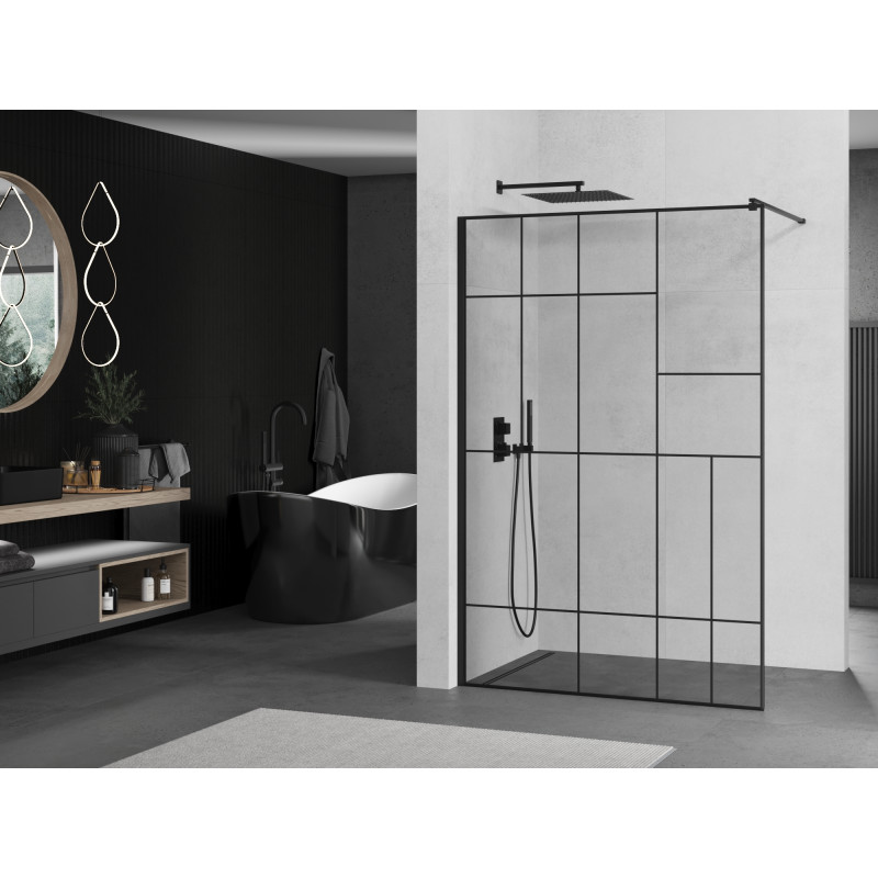 Mexen Kioto sprchová stena Walk-in 130 x 200 cm, čierny vzor 8 mm, čierna - 800-130-101-70-78