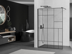 Mexen Kioto sprchová stena Walk-in 130 x 200 cm, čierny vzor 8 mm, čierna - 800-130-101-70-78