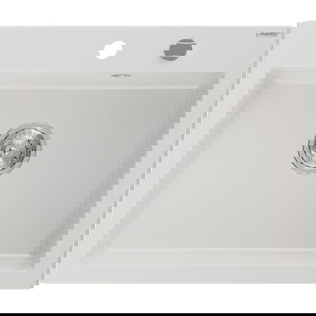 Mexen Elix žulový drez s 1 komorou 600 x 500 mm, biely, sifón chróm - 6525601005-20