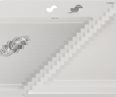 Mexen Elix granitový kuchynský drez 1-komorový 600 x 500 mm, biely, sifón chróm - 6525601005-20