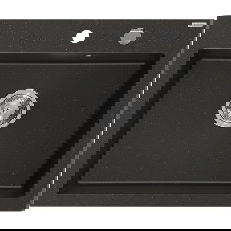 Mexen Elix granitový kuchynský drez 1-komorový 600 x 500 mm, čierny/zlatý metalik, sifón chróm - 6525601005-75