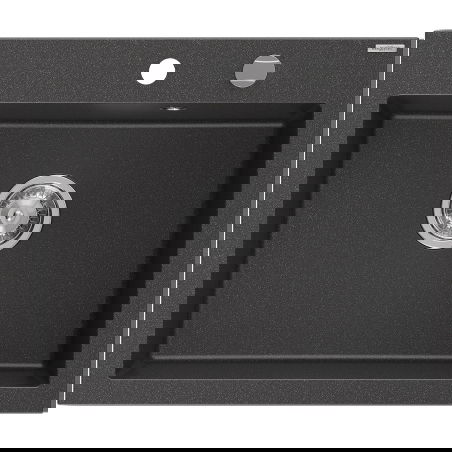 Mexen Elix žulový kuchynský drez 1-komorový 600 x 500 mm, čierny škvrnitý, sifón chróm - 6525601005-76