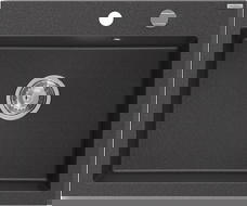 Mexen Elix žulový kuchynský drez 1-komorový 600 x 500 mm, čierny škvrnitý, sifón chróm - 6525601005-76