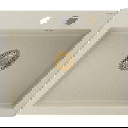 Mexen Elix granitový drez 1-komorový 600 x 500 mm, béžový, sifón zlatý - 6525601005-69-G