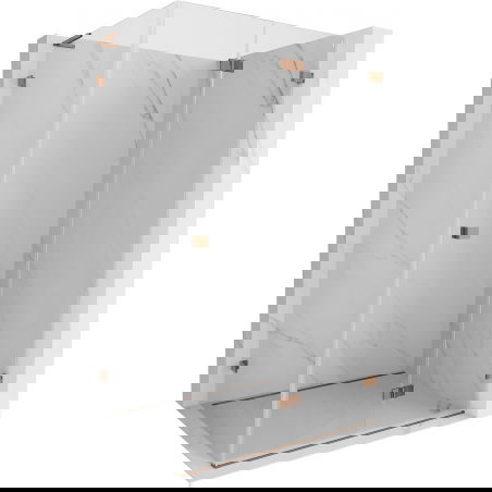 Mexen Lunar-F L skladacia sprchová kabína pravá 100 x 90 cm, transparentná, ružové zlato - 836L-100-090-60-00-P