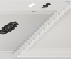 Mexen Elix granitový kuchynský drez s 1 komorou 600 x 500 mm, biely, čierny sifón - 6525601005-20-B