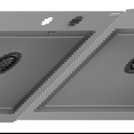 Mexen Elix žulový drez s jednou komorou 600 x 500 mm, sivý, čierny sifón - 6525601005-71-B