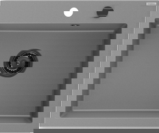 Mexen Elix granitový drez s jednou komorou 600 x 500 mm, sivý, čierny sifón - 6525601005-71-B