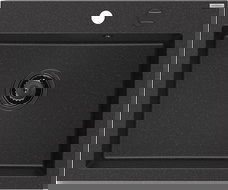 Mexen Elix granitový kuchynský drez 1-komorový 600 x 500 mm, čierno/strieborný metalický, čierny sifón - 6525601005-73-B