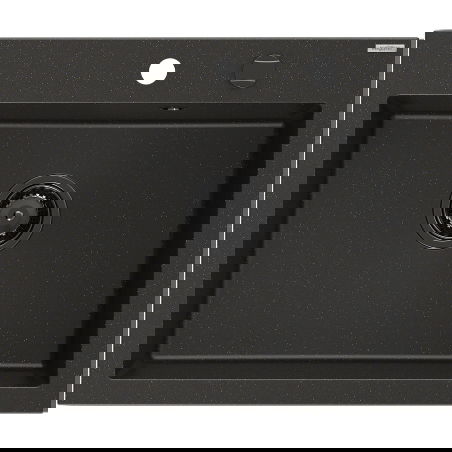 Mexen Elix žulový drez 1-komorový 600 x 500 mm, čierny/zlatý metalický, čierny sifón - 6525601005-75-B