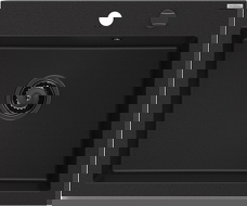 Mexen Elix granitový kuchynský drez 1-komorový 600 x 500 mm, čierny, sifón čierny - 6525601005-77-B