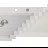 Mexen Elix granitový kuchynský drez 1-komorový 700 x 500 mm, biely, sifón chróm - 6526701005-20