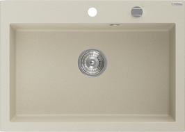 Mexen Elix granitový drez s 1 komorou 700 x 500 mm, béžový, sifón chróm - 6526701005-69