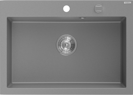 Mexen Elix jednokomorový granitový drez 700 x 500 mm, sivý, chróm sifón - 6526701005-71