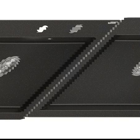 Mexen Elix žulový kuchynský drez 1-komorový 700 x 500 mm, čierny/zlatý metalik, chróm sifón - 6526701005-75