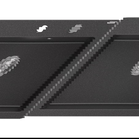 Mexen Elix granitový kuchynský drez 1-komorový 700 x 500 mm, čierny s bielymi škvrnami, chrómový sifón - 6526701005-76