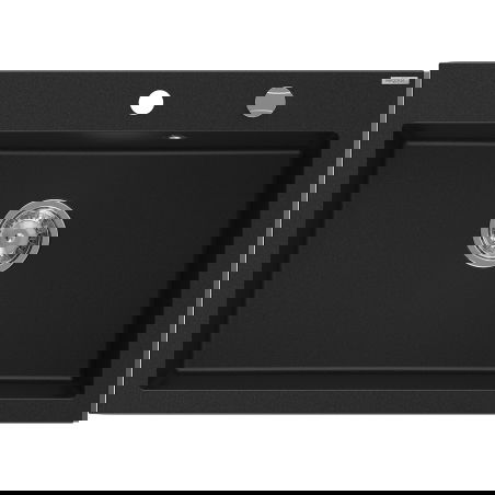 Mexen Elix granitový drez s 1 komorou 700 x 500 mm, čierny, sifón chróm - 6526701005-77