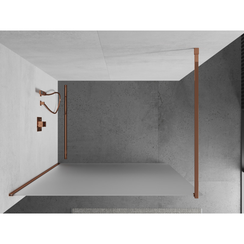 Mexen Kioto sprchová stena Walk-in 140 x 200 cm, námraza 8 mm, ružové zlato - 800-140-101-60-30