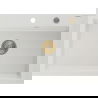 Mexen Elix granitový drez 1-komorový 700 x 500 mm, biely, sifón zlatý - 6526701005-20-G
