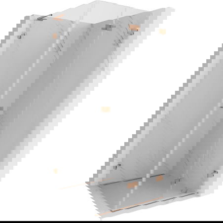 Mexen Lunar-F L sklopná sprchová kabína pravá 90 x 90 cm, transparentná, brúsená meď - 836L-090-090-65-00-P