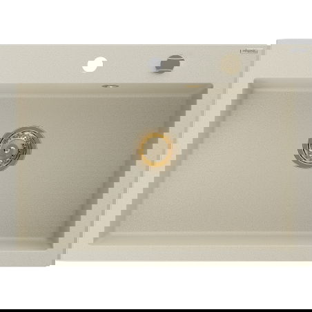 Mexen Elix kuchynský drez z granitu, 1-komorový, 700 x 500 mm, béžový, zlatý sifón - 6526701005-69-G