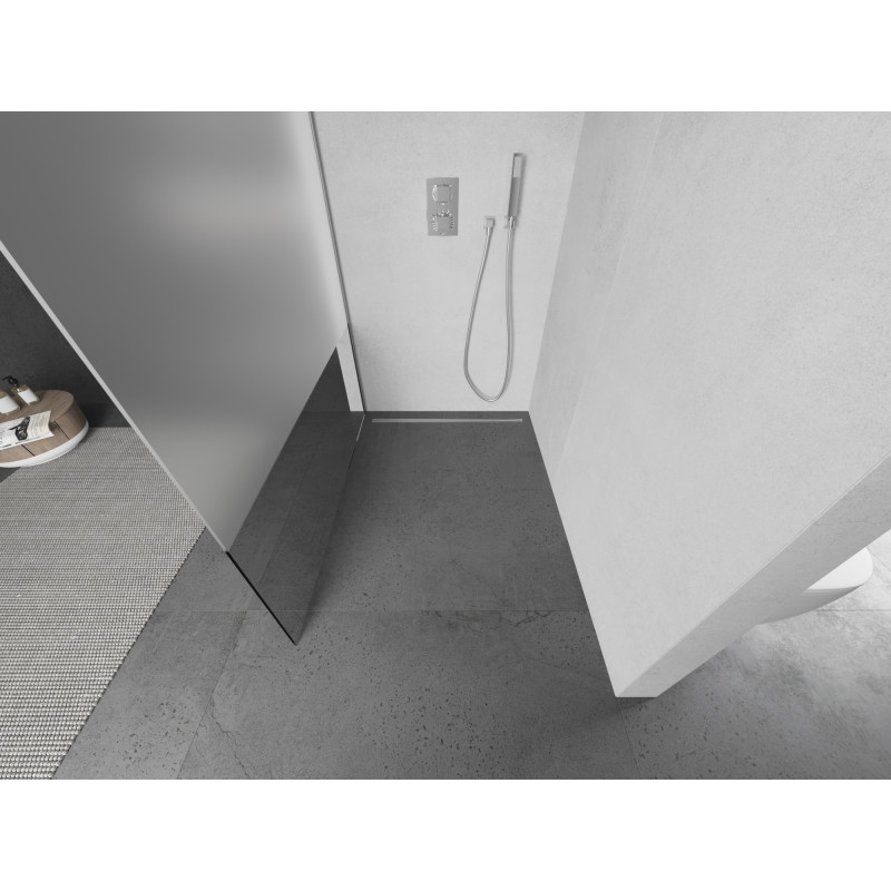 Mexen Kioto sprchová stena Walk-in 140 x 200 cm, transparentná/mrazivá 8 mm, chróm - 800-140-101-01-35