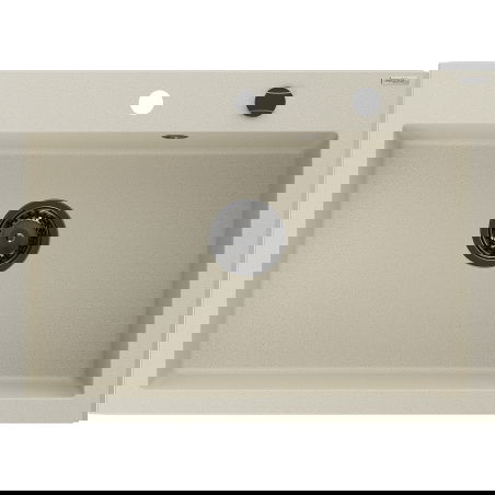 Mexen Elix žulový kuchynský drez s jednou komorou 700 x 500 mm, béžový, čierny sifón - 6526701005-69-B