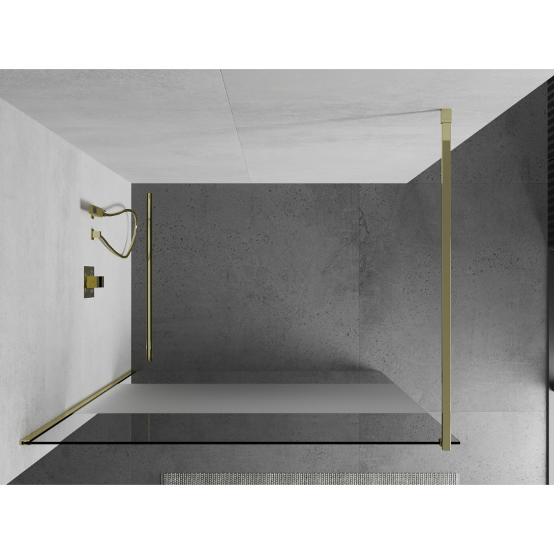 Mexen Kioto sprchová stena Walk-in 130 x 200 cm, priehľadná/matná 8 mm, zlatá - 800-130-101-50-35