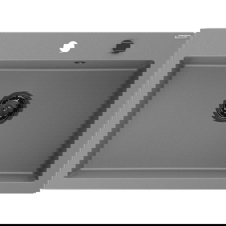Mexen Elix žulový kuchynský drez 1-komorový 700 x 500 mm, sivý, čierny sifón - 6526701005-71-B