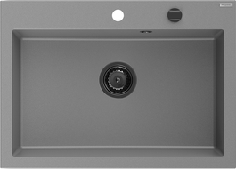 Mexen Elix žulový drez s 1 miskou 700 x 500 mm, sivý, čierny sifón - 6526701005-71-B