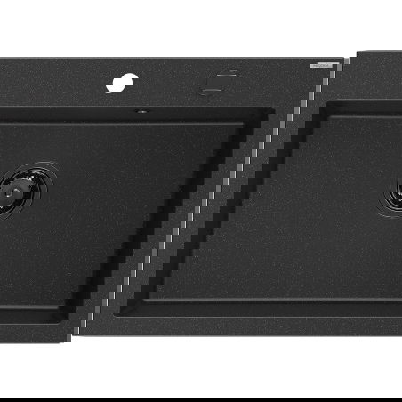 Mexen Elix jednokomorový granitový drez 700 x 500 mm, čierny/strieborný metalik, čierny sifón - 6526701005-73-B