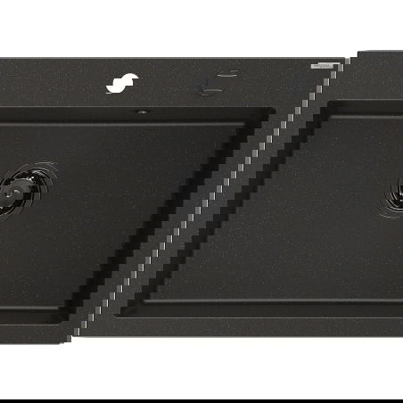 Mexen Elix granitový drez 1-komorový 700 x 500 mm, čierny/zlatý metalik, sifón čierny - 6526701005-75-B