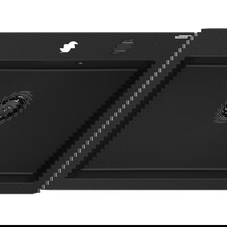 Mexen Elix kuchynský drez z granitu, jednokomorový, 700 x 500 mm, čierny, čierny sifón - 6526701005-77-B