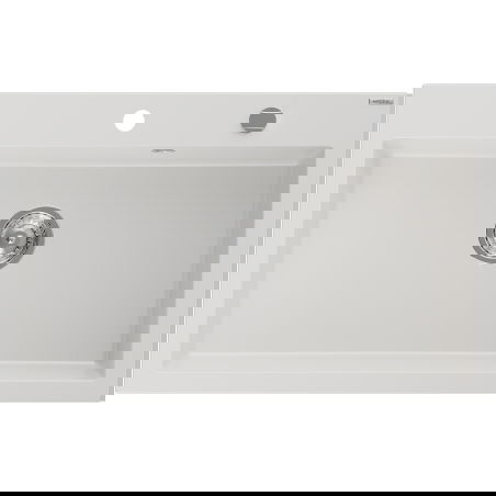 Mexen Elix žulový kuchynský drez s 1 komorou 800 x 500 mm, biely, sifón chróm - 6527801005-20