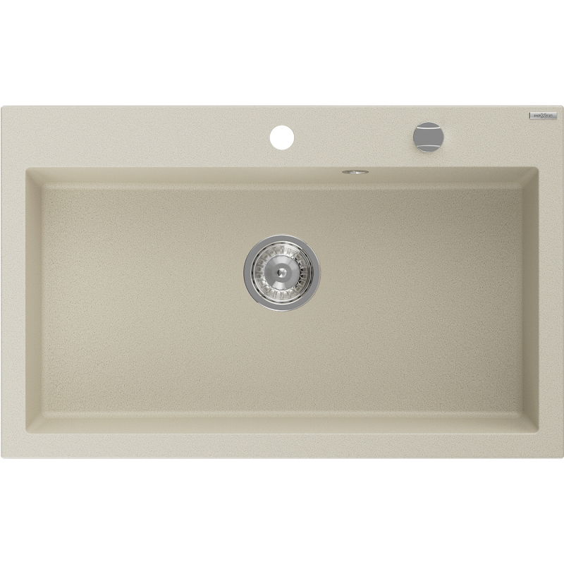 Mexen Elix granitový drez s jednou komorou 800 x 500 mm, béžový, chrómovaný sifón - 6527801005-69