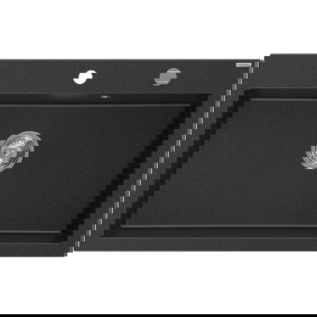 Mexen Elix kuchynský drez granitový s 1-komorou 800 x 500 mm, čierny/strieborný metalik, sifón chróm - 6527801005-73