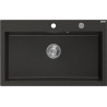 Mexen Elix granitový drez s jednou komorou 800 x 500 mm, čierny/zlatý metalík, chrómový sifón - 6527801005-75